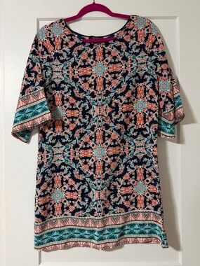 BeBop Navy, Coral, and Teal Dress